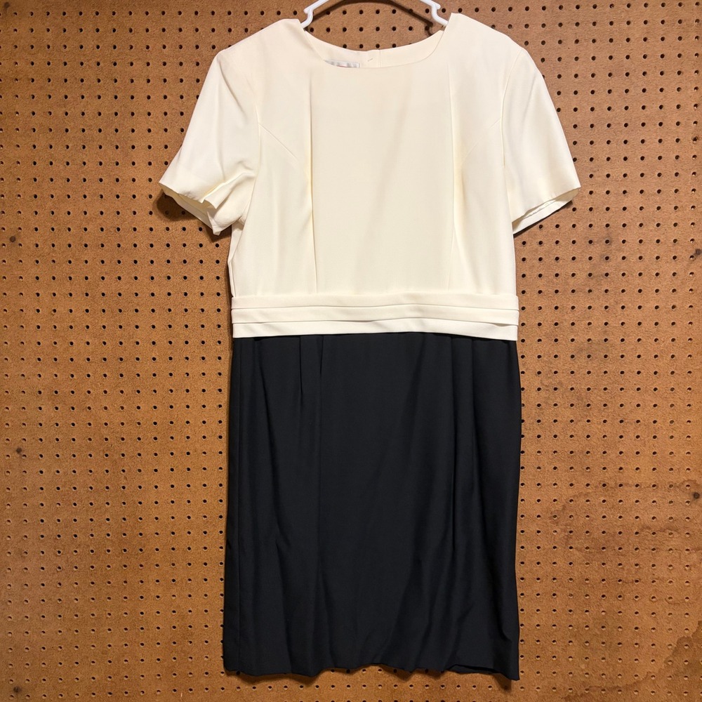 Talbots Sheath Dress 16P Black Colorblock Short Sleeve‎ Retro Classic Preppy